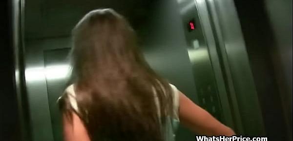 Paid elevator quickie with spicy Latina